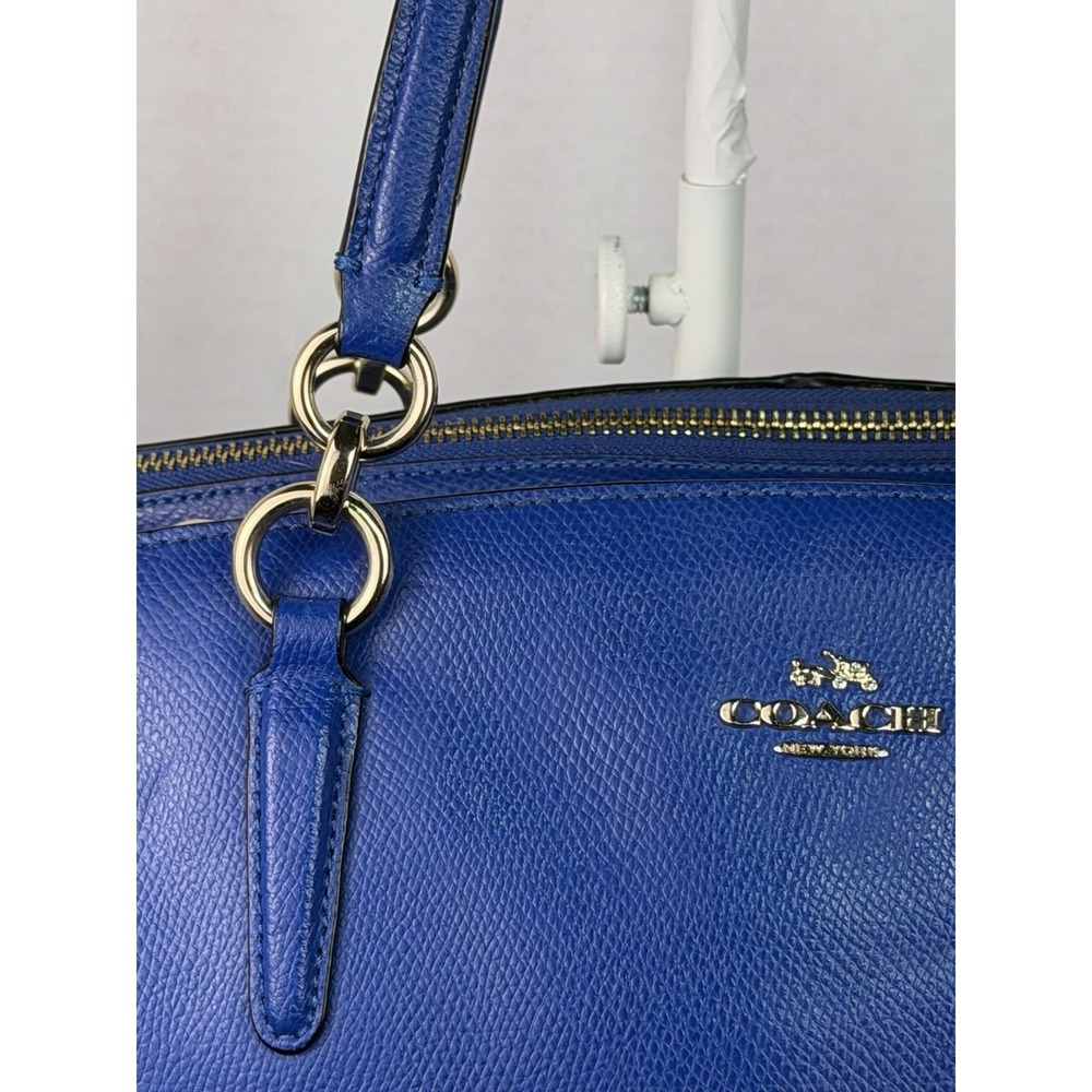 Coach Christie Carryall Blue Leather Tote + Matching Wristlet F36606 F53429 Gold - Picture 4 of 16
